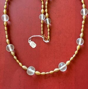 Vtg Donna Karen orb Necklace matte Gold tone long rare! From '80s boutique NWT